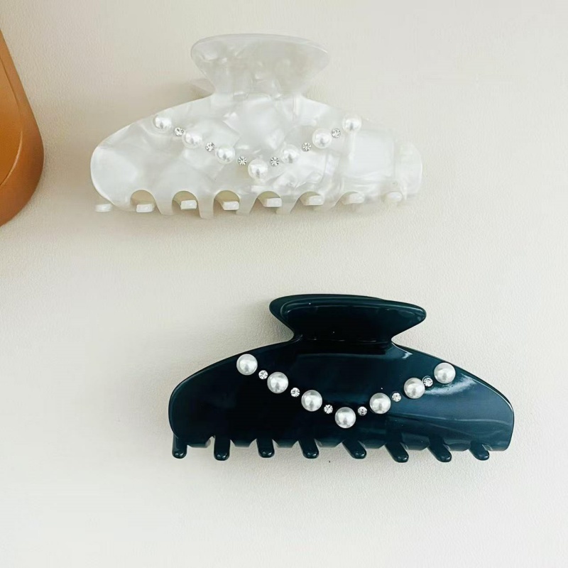 Nueva moda coreana, logotipo personalizado ecológico, perlas, diamantes de imitación, pinzas para el pelo de acetato para mujeres y niñas, accesorios para el cabello
