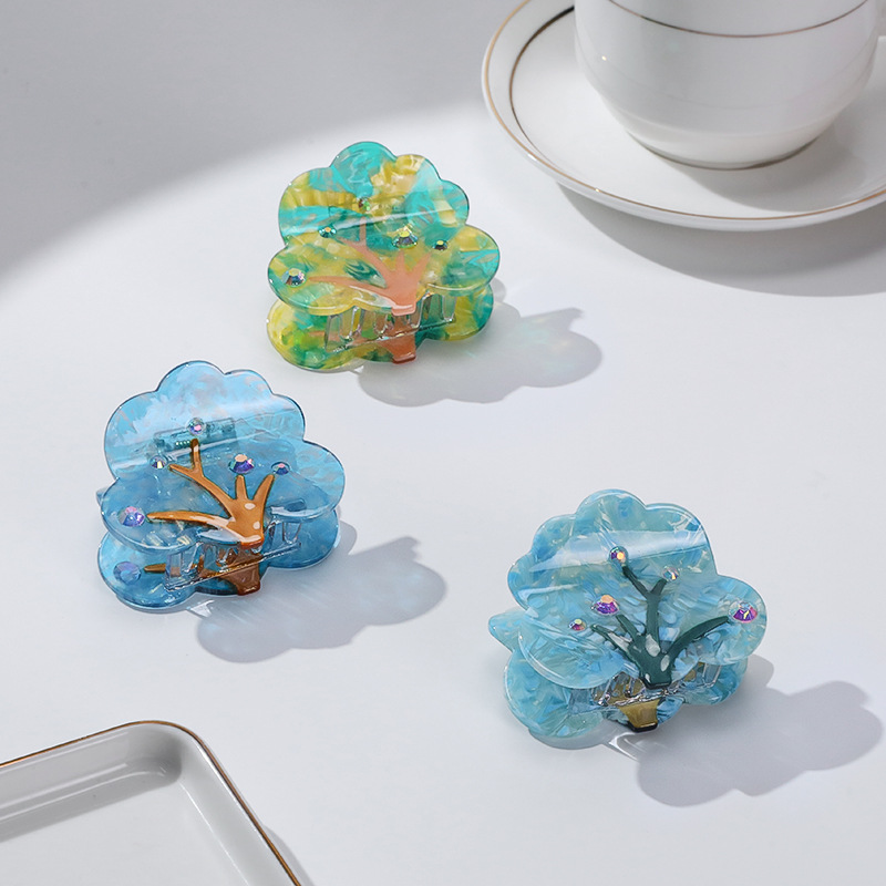 5.3cm Colorfl Tree Acetate Hiar Clips Accesorios para el cabello para mujeres