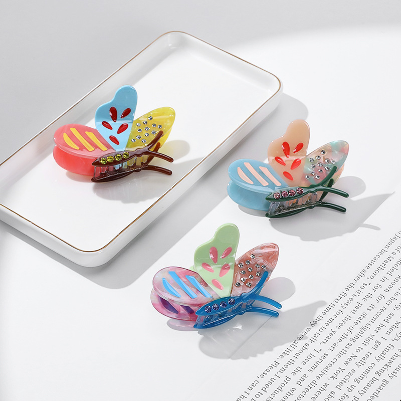 Colorido mariposa celulosa acetato clips para el cabello clips accesorios para el cabello para mujeres niñas