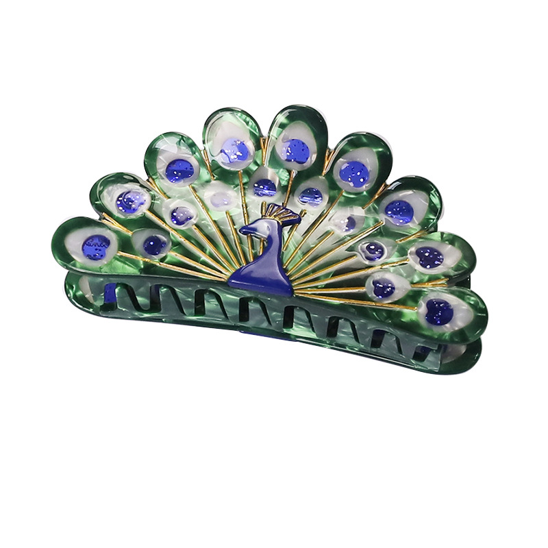 Lindos clips de acetato de celulosa de pavo real acetato de cabello accesorios para el cabello para mujeres niñas