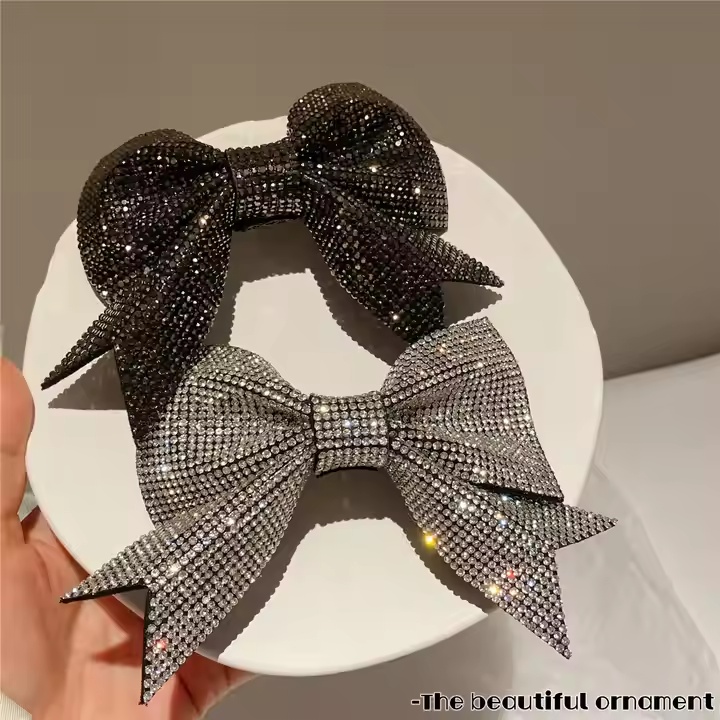 Luxury Hair Pins Crystal Rhinestone Bowknot Metal Central para mujeres para el regalo del festival