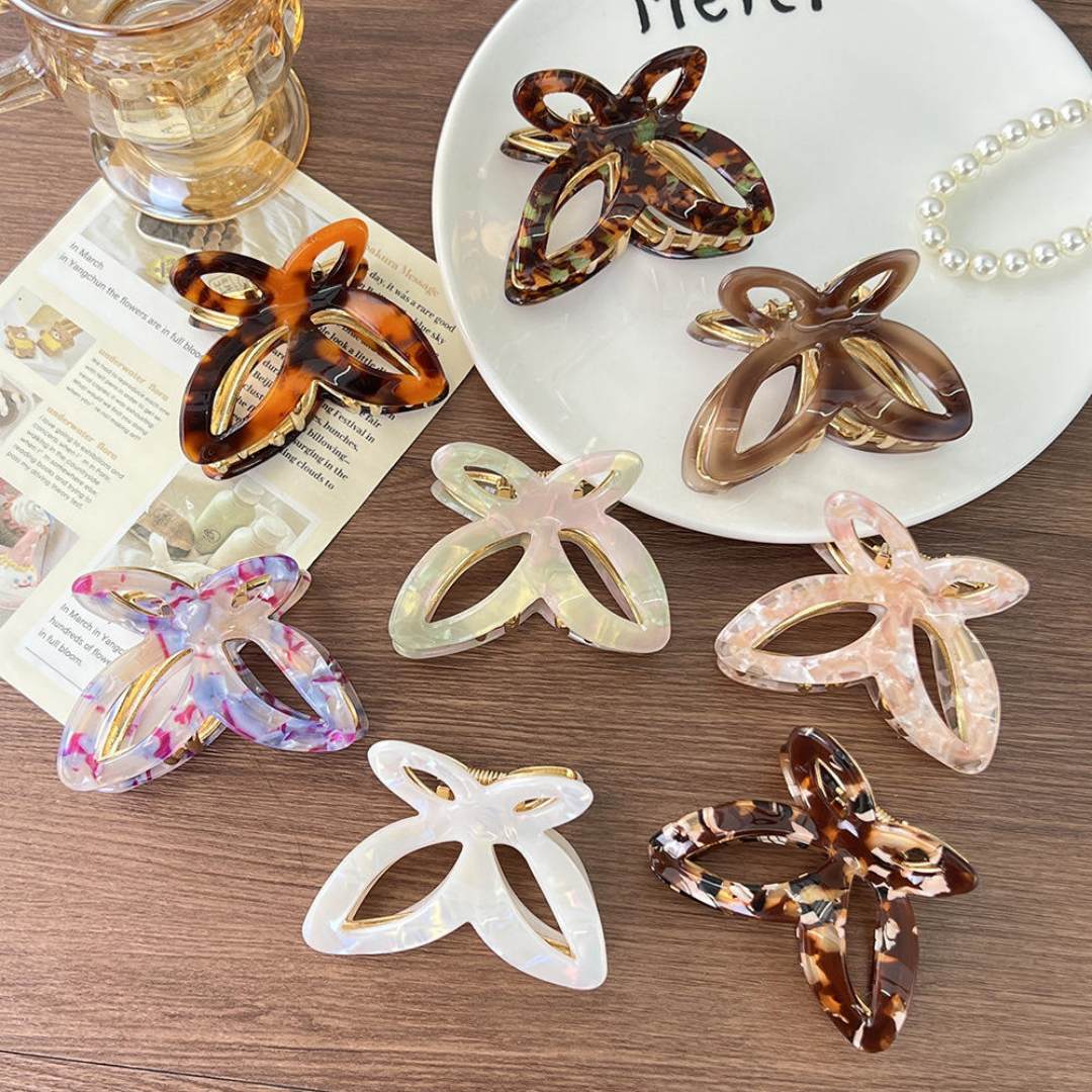 Nuevo logotipo personalizado Mini moda 6,5 ​​cm aleación de acetato mariposa niñas pinzas para el pelo dulce boda para mujeres accesorios para el cabello